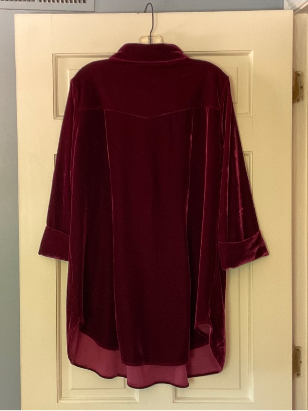Soft Surroundings Verona Tunic Top Velvet Burgundy Red Plus 1X Pintuck Ruffle - Picture 6 of 8